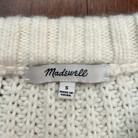 Madewell Everett Rib-Play Pullover Sweater in Antique Cream, Wool Alpaca, Size S - Picture 14 of 15